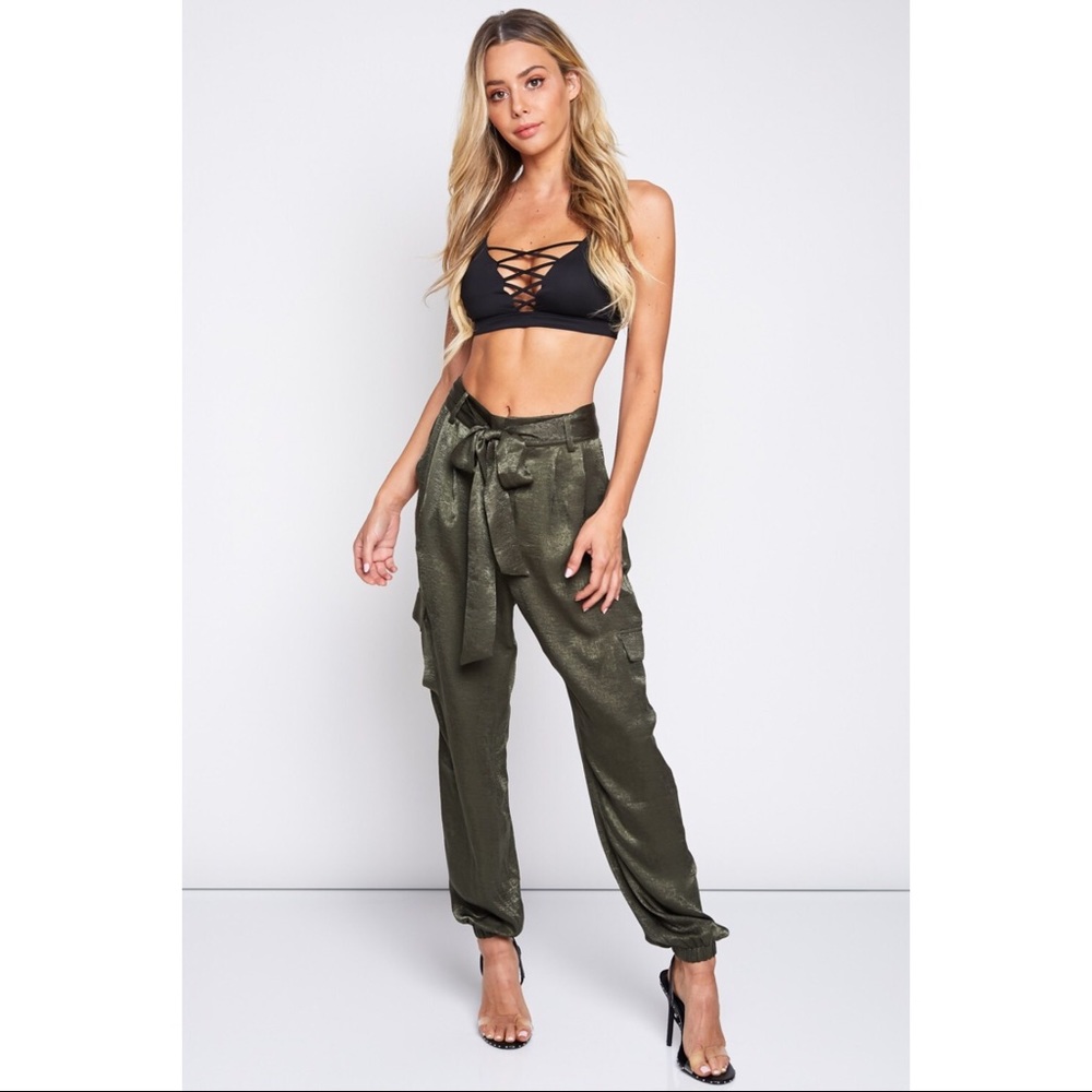 Sarah Satin Pants with Tie Detail